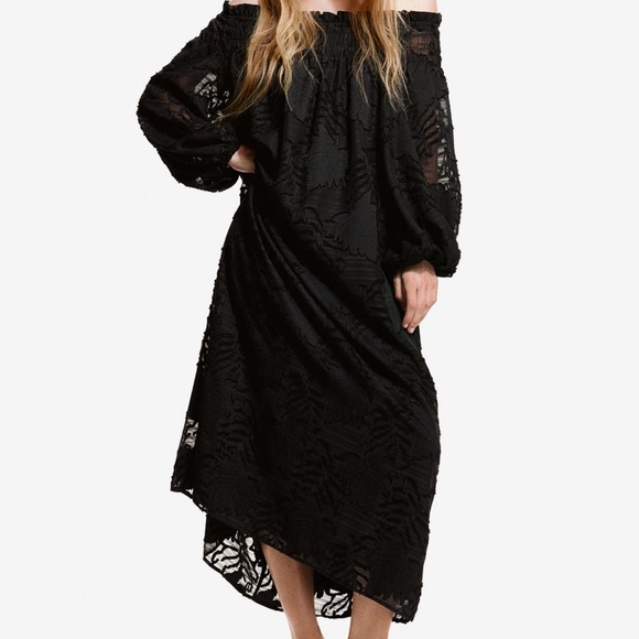 h&m black off the shoulder dress Preorder allow 6 to 8 weeks Ruffle Me Right Up black – We Are Reclamation